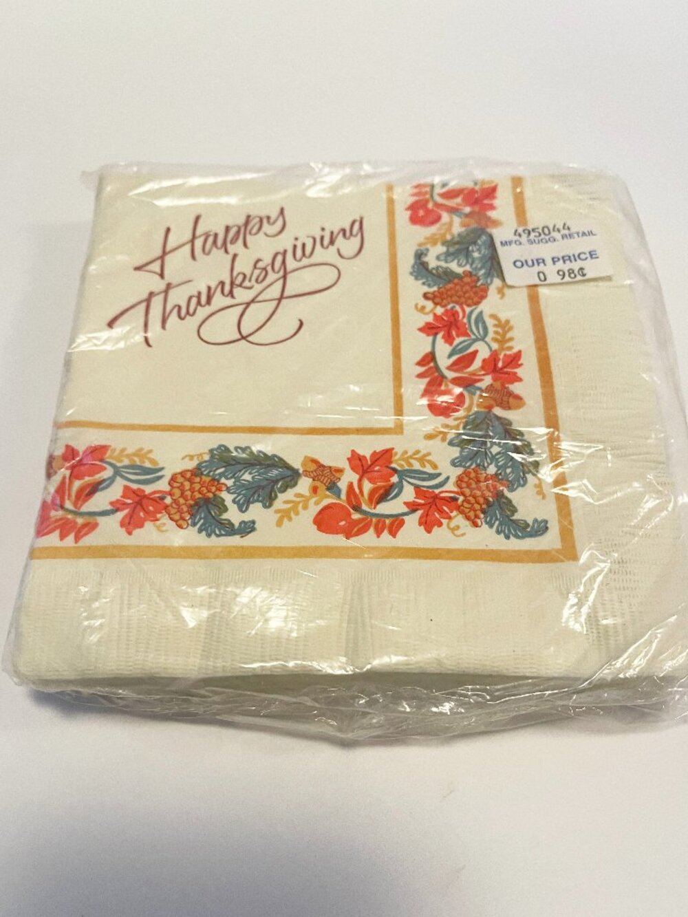 Vintage Gibson Happy Thanksgiving Beverage Napkins Fall Autumn NOS 20 Pack